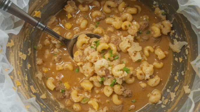 One-Pot Macaroni Cheeseburger Soup
